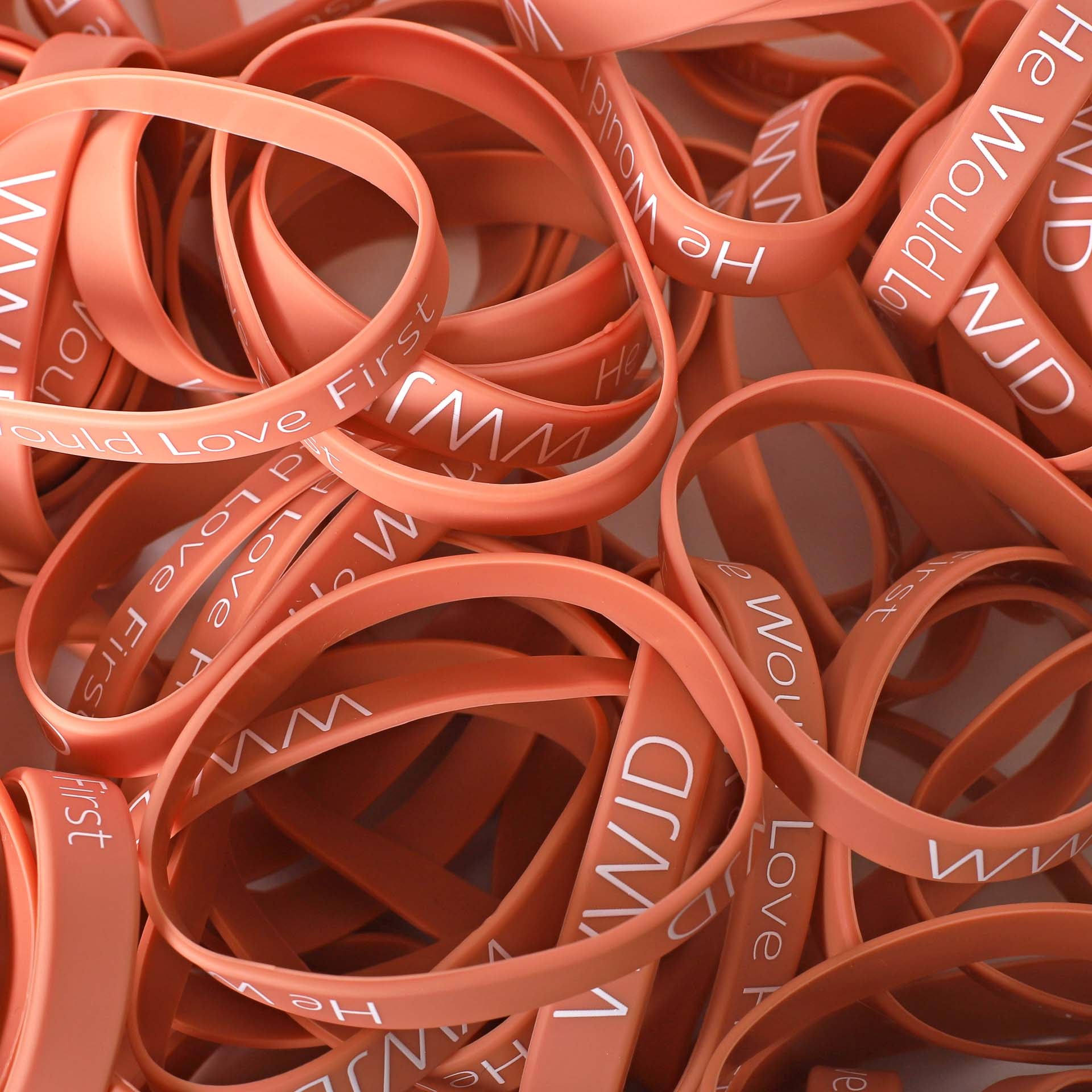 BRACELET SILICONE WWJD HE WOULD LT TERRACOTTA  PK100