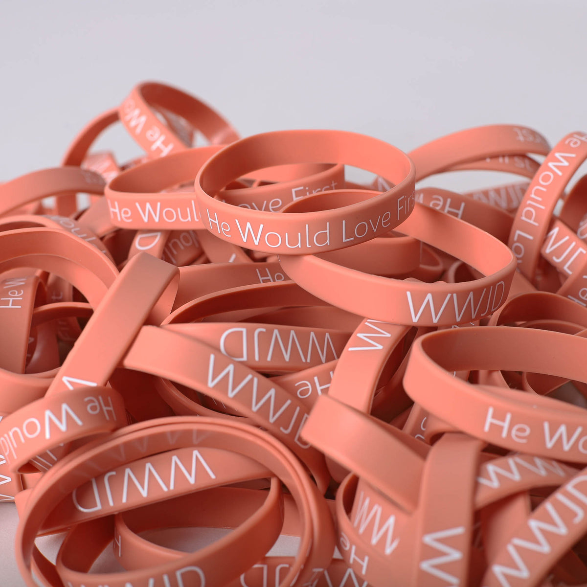 BRACELET SILICONE WWJD HE WOULD LT TERRACOTTA  PK100