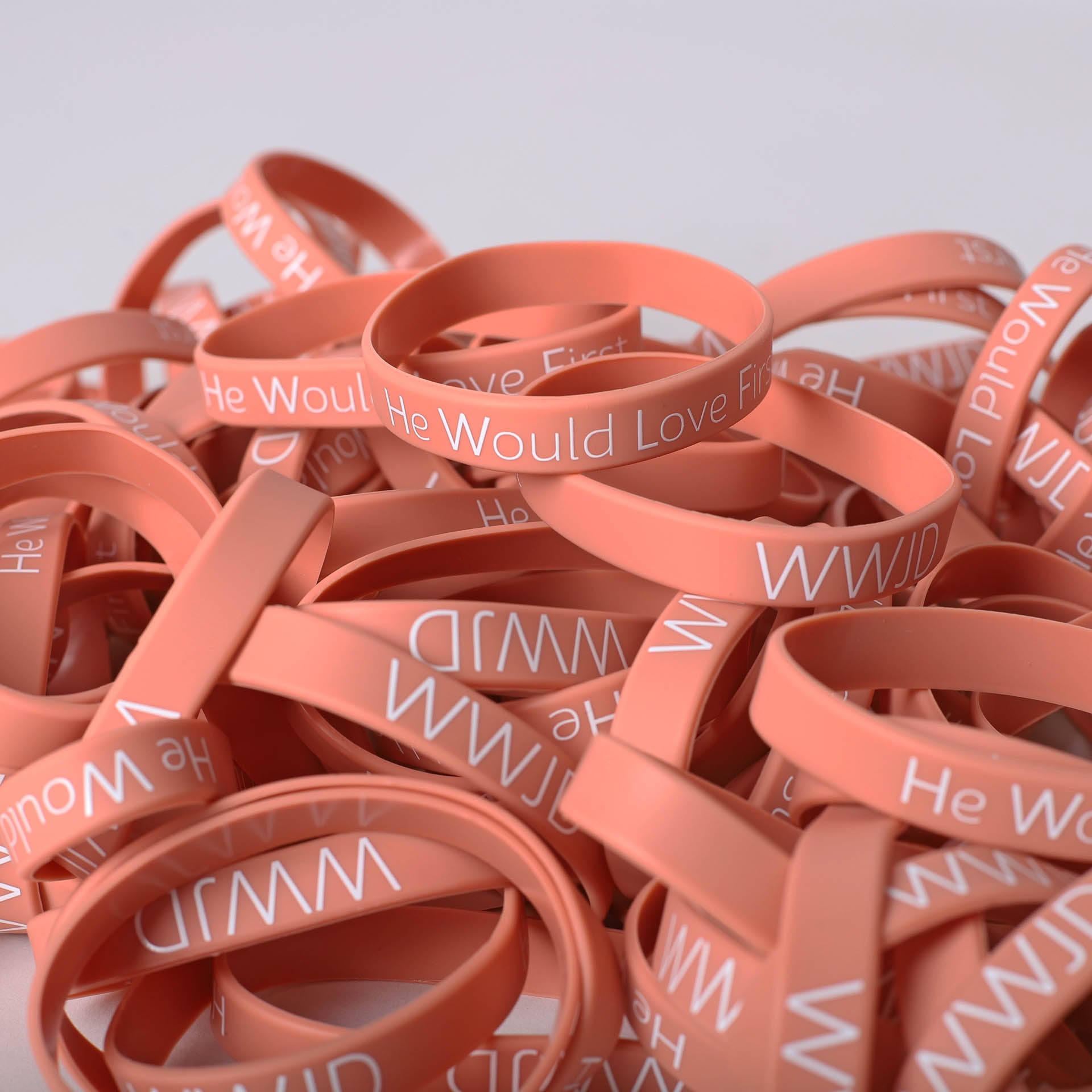 BRACELET SILICONE WWJD HE WOULD LT TERRACOTTA  PK100
