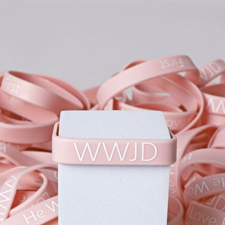 BRACELET SILICONE WWJD HE WOULD BLUSH PK100