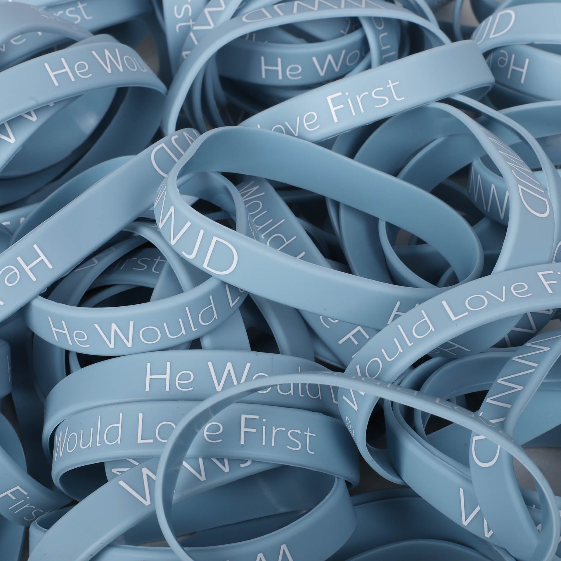 BRACELET SILICONE WWJD HE WOULD LT BLUE PK100