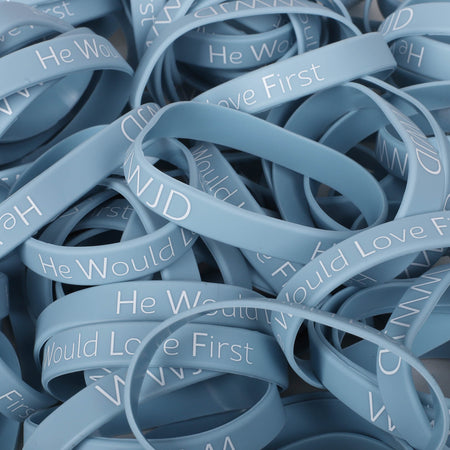 BRACELET SILICONE WWJD HE WOULD LT BLUE PK100