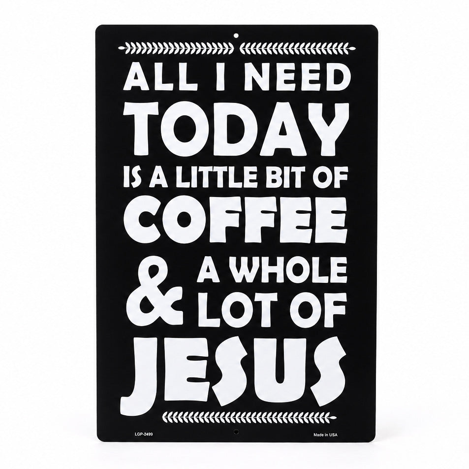 PARKING SIGN METAL COFFEE & JESUS