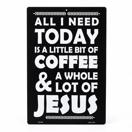 PARKING SIGN METAL COFFEE & JESUS