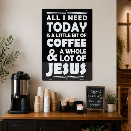 PARKING SIGN METAL COFFEE & JESUS