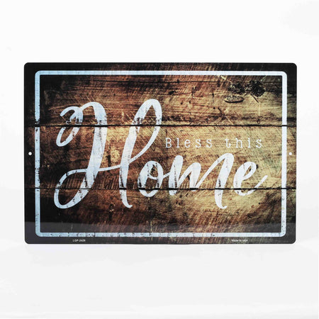 PARKING SIGN METAL BLESS THIS HOME WOOD SILHOUETTE