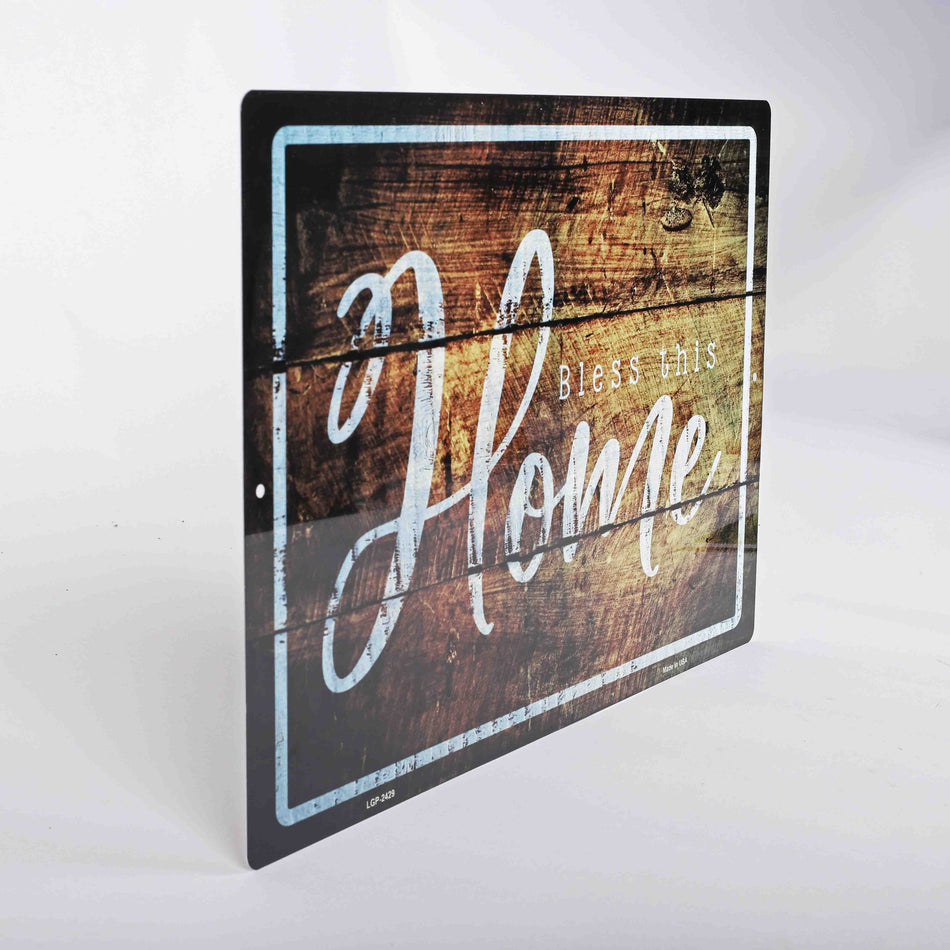 PARKING SIGN METAL BLESS THIS HOME WOOD SILHOUETTE