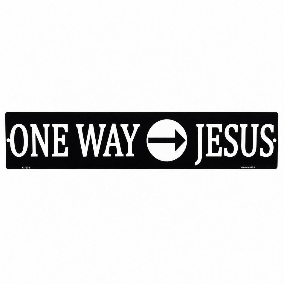 STREET SIGN METAL ONE WAY JESUS