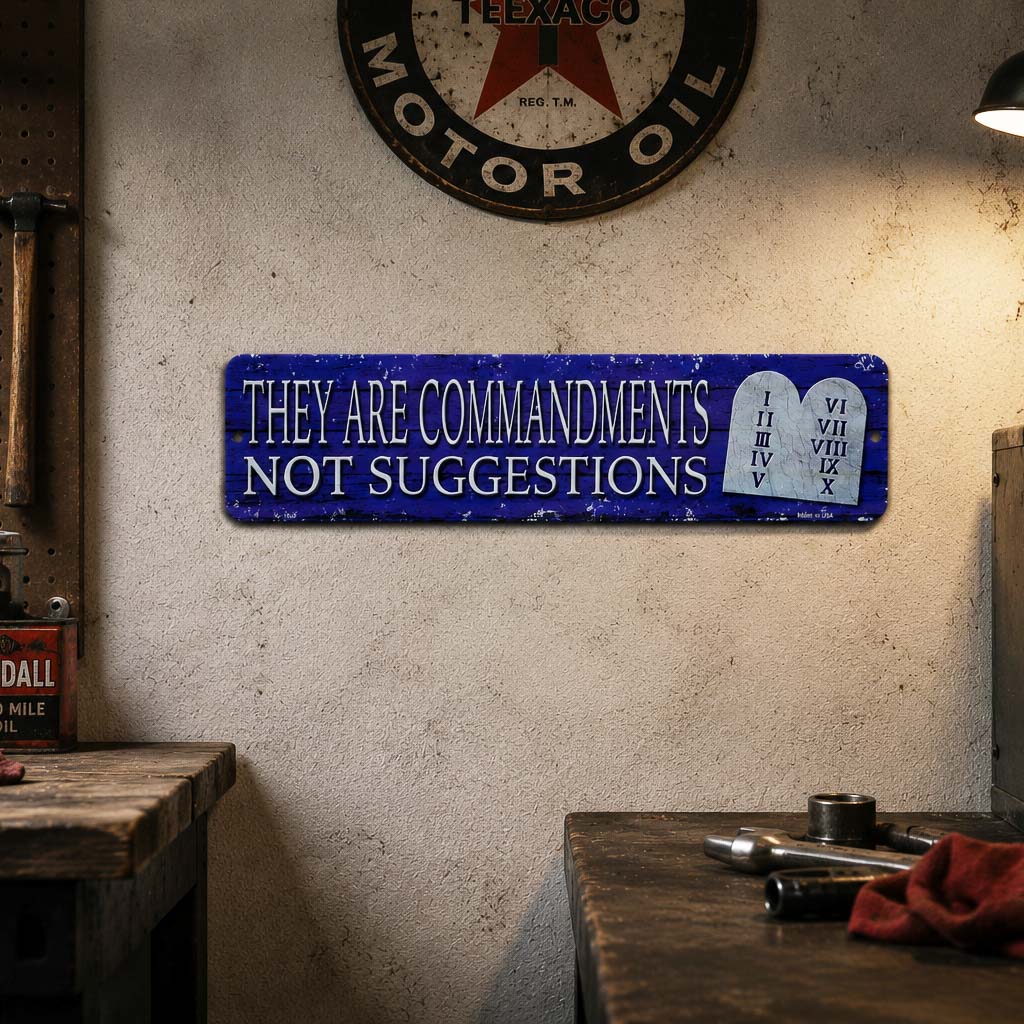 STREET SIGN METAL THEY ARE COMMANDMENTS