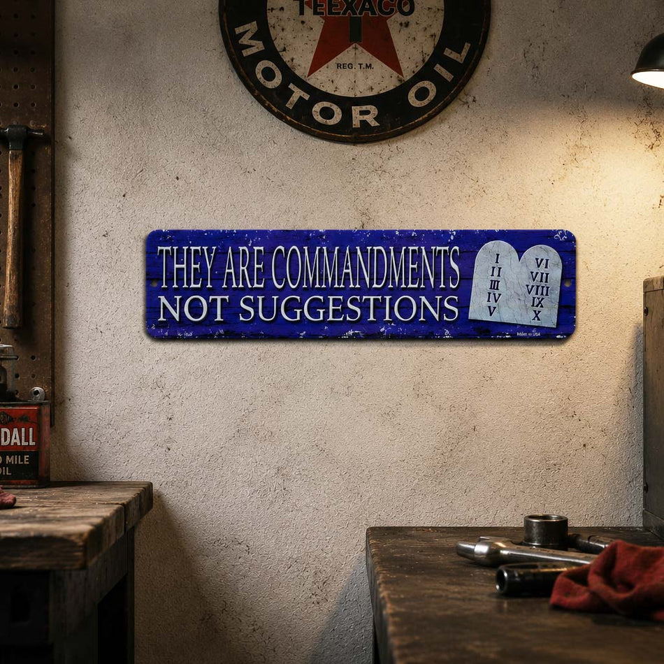 STREET SIGN METAL THEY ARE COMMANDMENTS