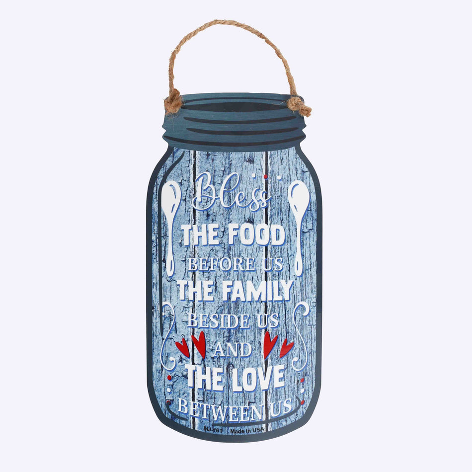 MASON JAR SIGN METAL BLESS FOOD FAMILY LOVE