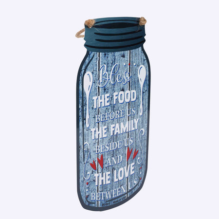 MASON JAR SIGN METAL BLESS FOOD FAMILY LOVE