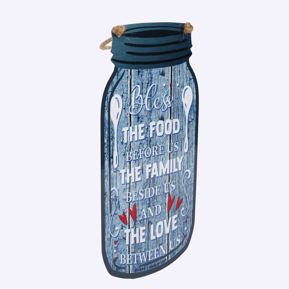MASON JAR SIGN METAL BLESS FOOD FAMILY LOVE