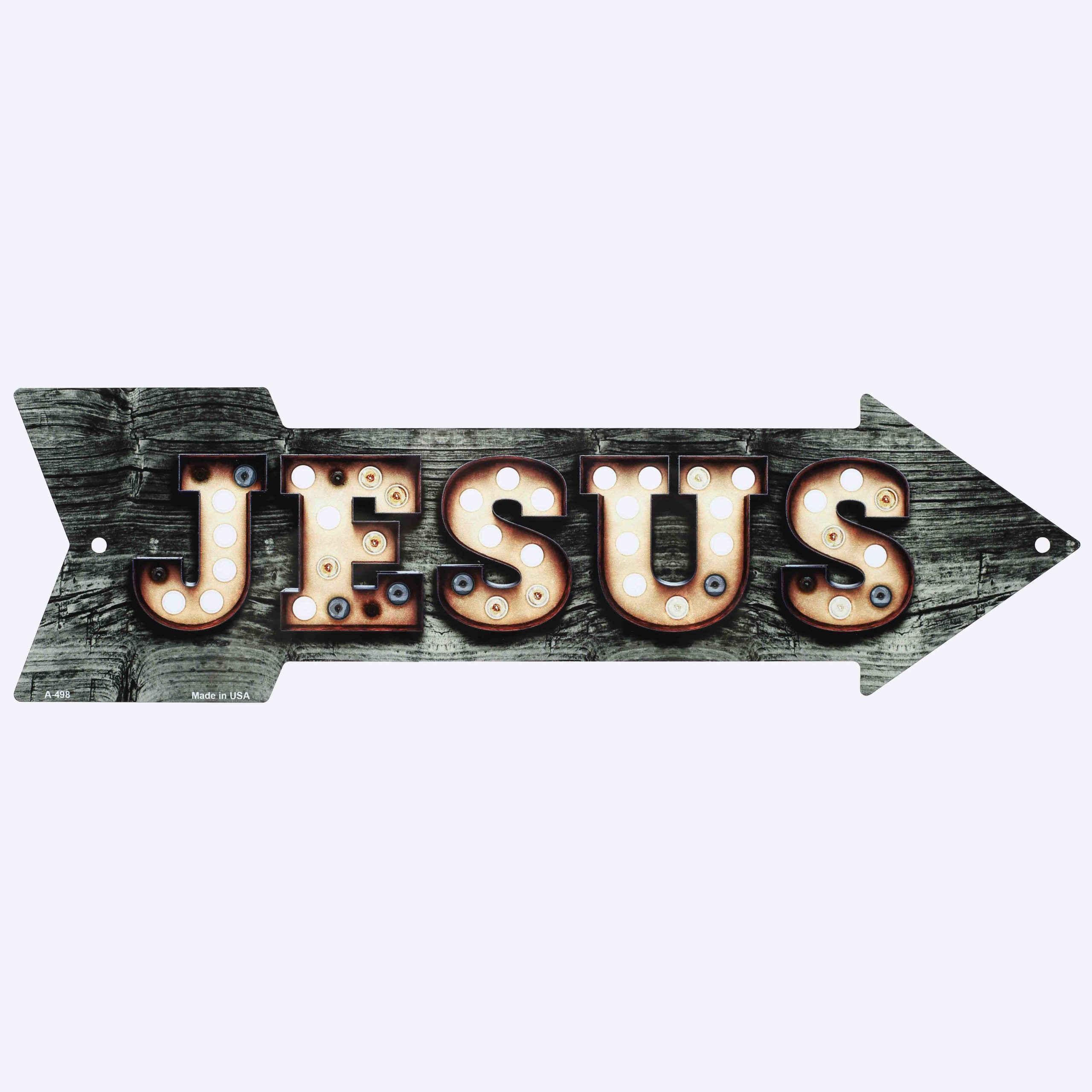 ARROW SIGN METAL JESUS BULB LETTERS