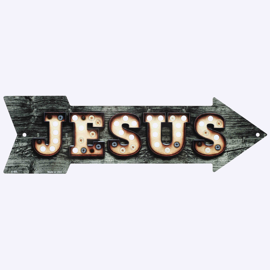 ARROW SIGN METAL JESUS BULB LETTERS