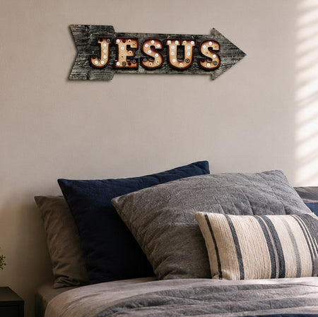 ARROW SIGN METAL JESUS BULB LETTERS