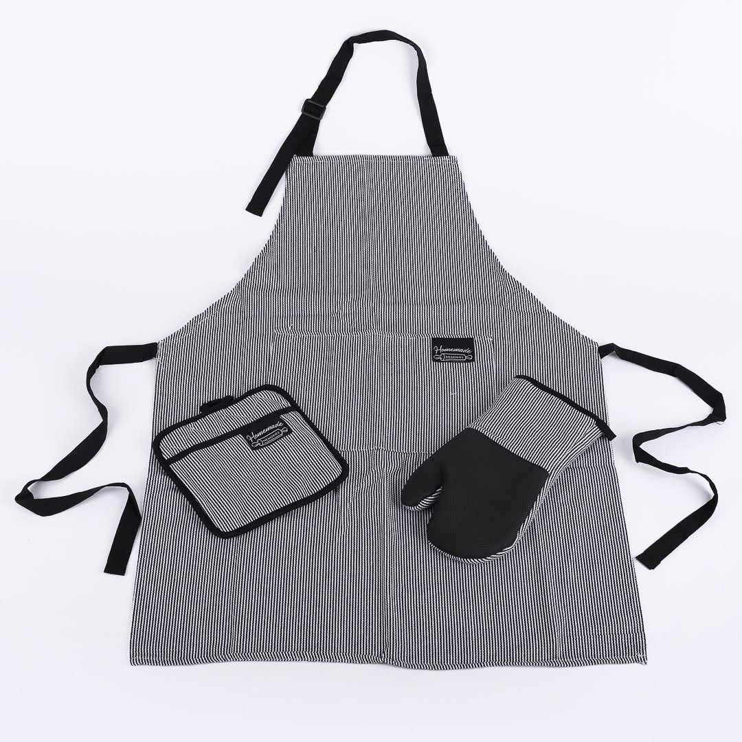 HM KITCHEN APRON BLACK/WHITE