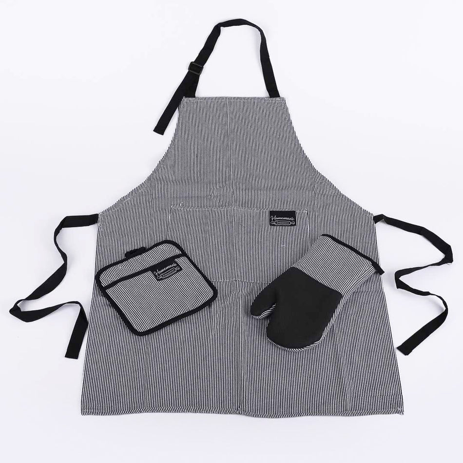 HM KITCHEN APRON BLACK/WHITE