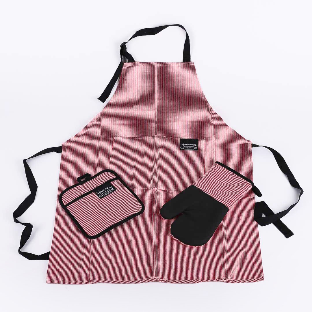 HM KITCHEN APRON RED/WHITE