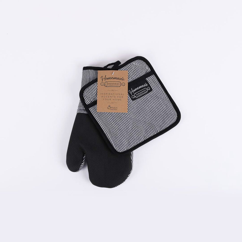 HM OVEN MITT SET  BLACK/WHITE