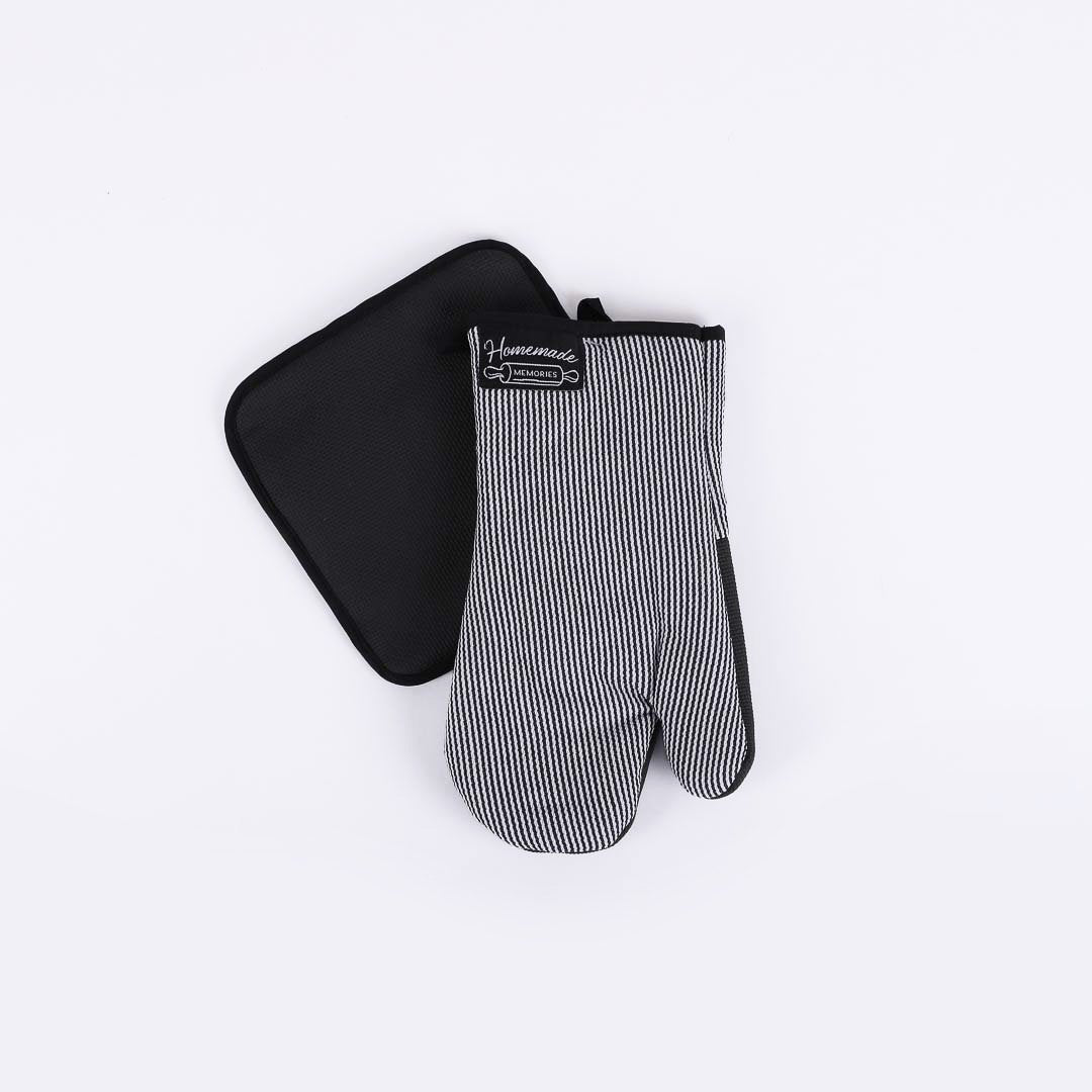 HM OVEN MITT SET  BLACK/WHITE