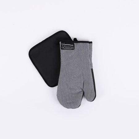 HM OVEN MITT SET  BLACK/WHITE