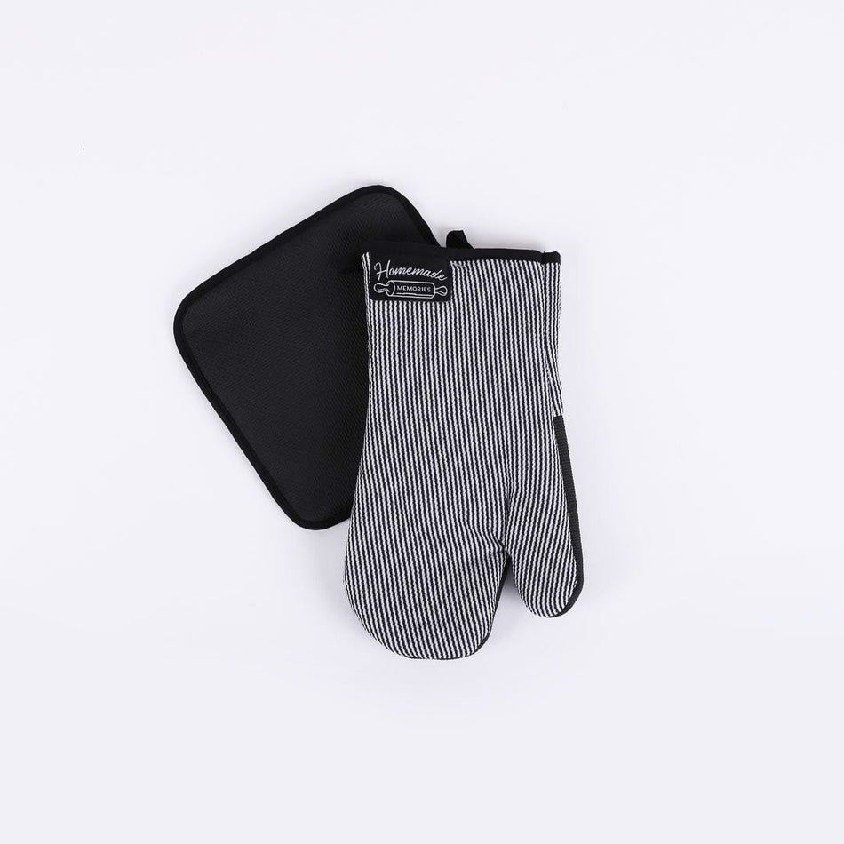 HM OVEN MITT SET  BLACK/WHITE