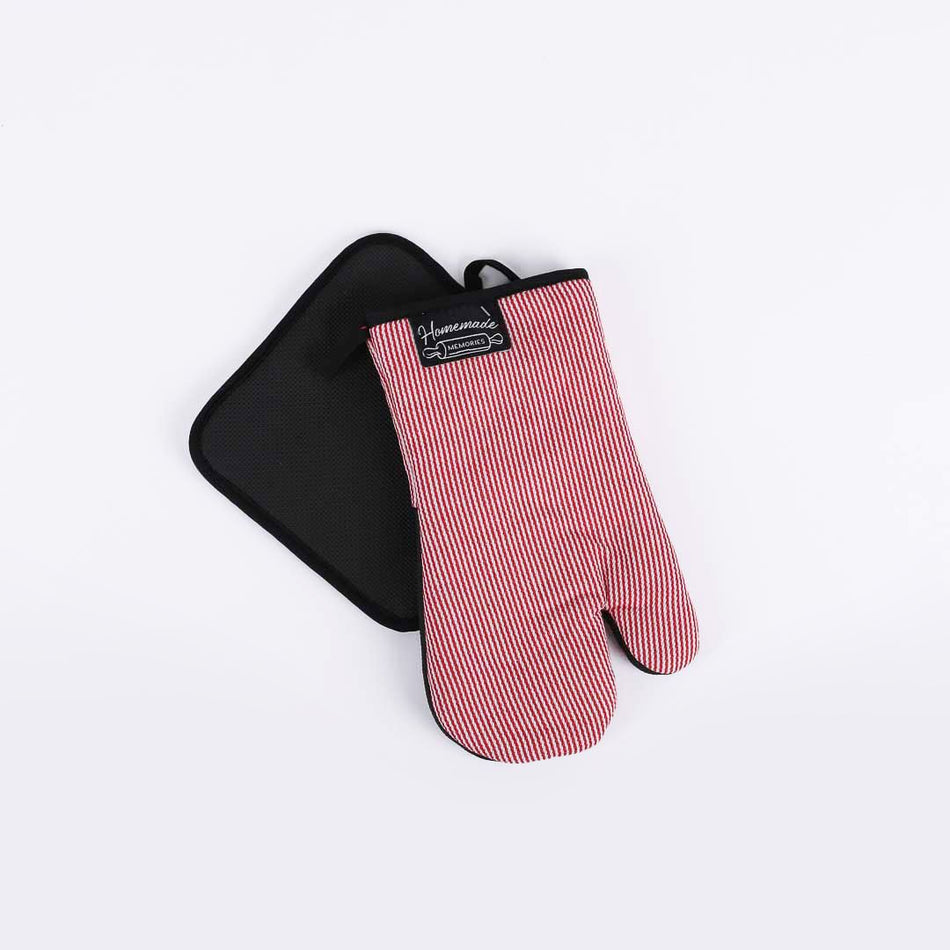 HM OVEN MITT SET RED/WHITE