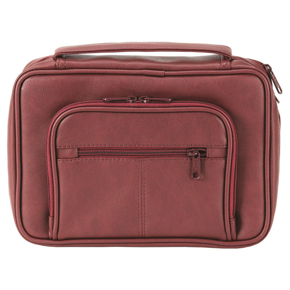 Burgundy Leather Like Reinforced Bible Cover Case with Handle and Stationary by Dicksons