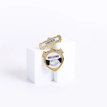 Badge Shield Usher Shaking Hands - Choose Fastener Type by Swanson Christian Products, product view 3