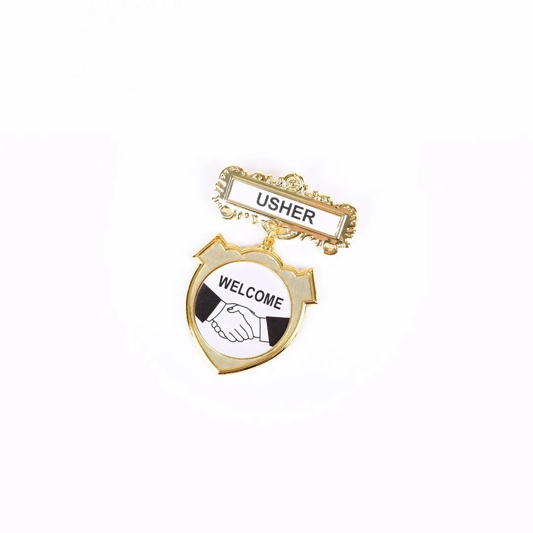 Badge Shield Usher Shaking Hands - Choose Fastener Type by Swanson Christian Products, product view 2