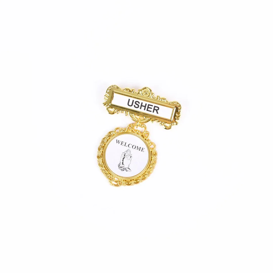 Badge Fancy Round Usher Praying Hand Magnet by Swanson Christian Products