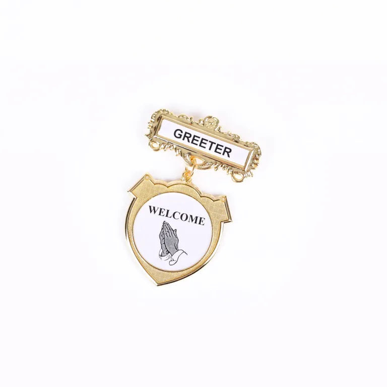 Badge Fancy Round Usher Ethnic Praying Hand Magnet (Copy)