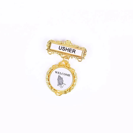Badge Fancy Round Usher Ethnic Praying Hand Magnet by Swanson Christian Products