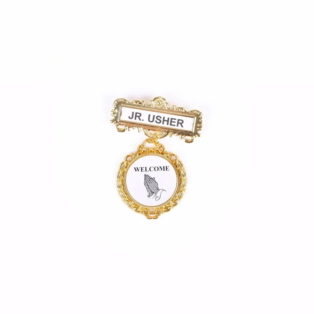 Badge Fancy Round Jr Usher Ethnic Praying Hand Magnet by Swanson Christian Products