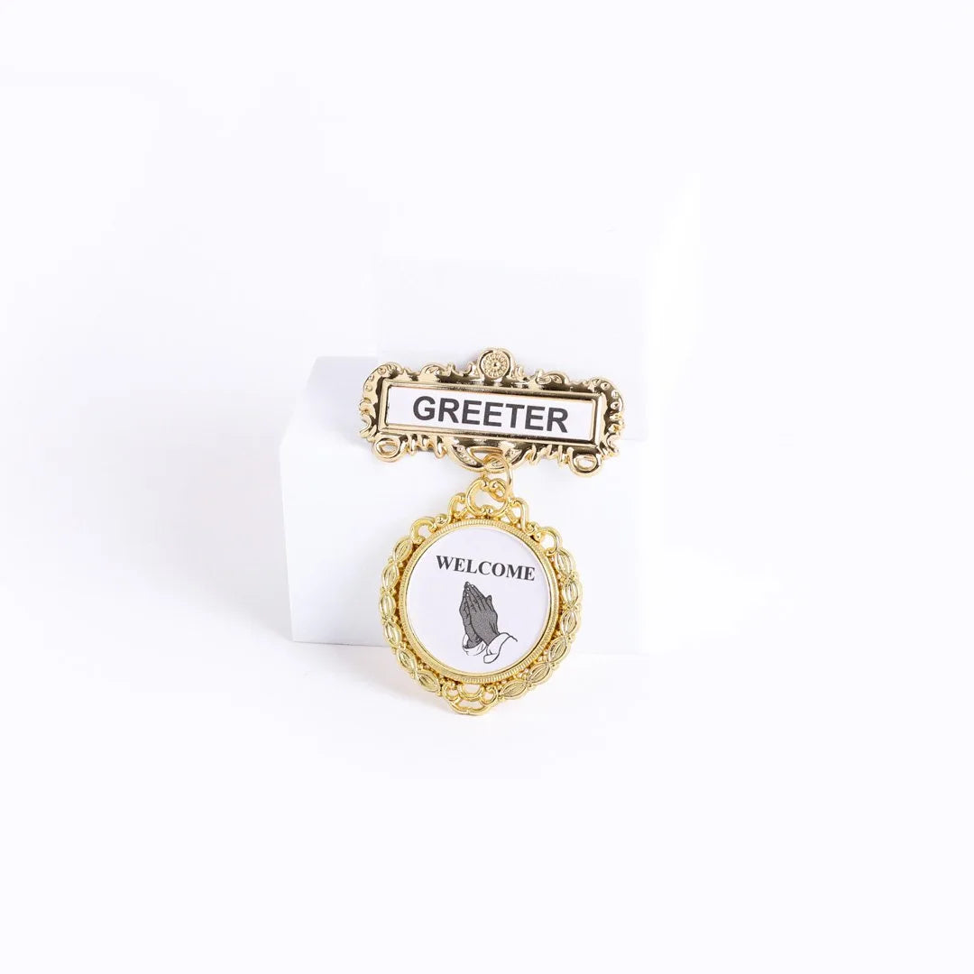 Badge Fancy Round Greeter Ethnic Praying Hand Magnet by Swanson Christian Products