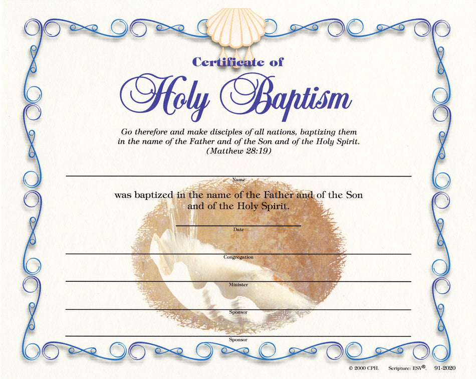 Baptismal Certificate - Adult (Pkg of 12)