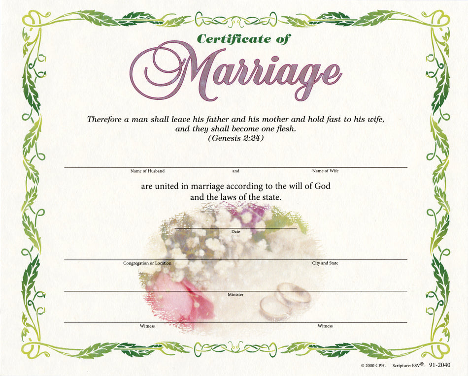 Marriage Certificate (Pkg of 12)