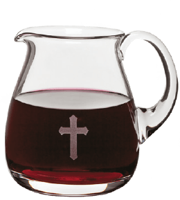 Glass Flagon w/ Etched Cross