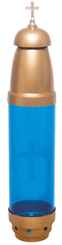 Candle - Gold w/ BLUE-NO Filigree - W/ Stake