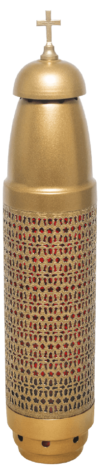 Candle Cemetery Light-Gold w/ RED-WITH Filigree - W/ Stake