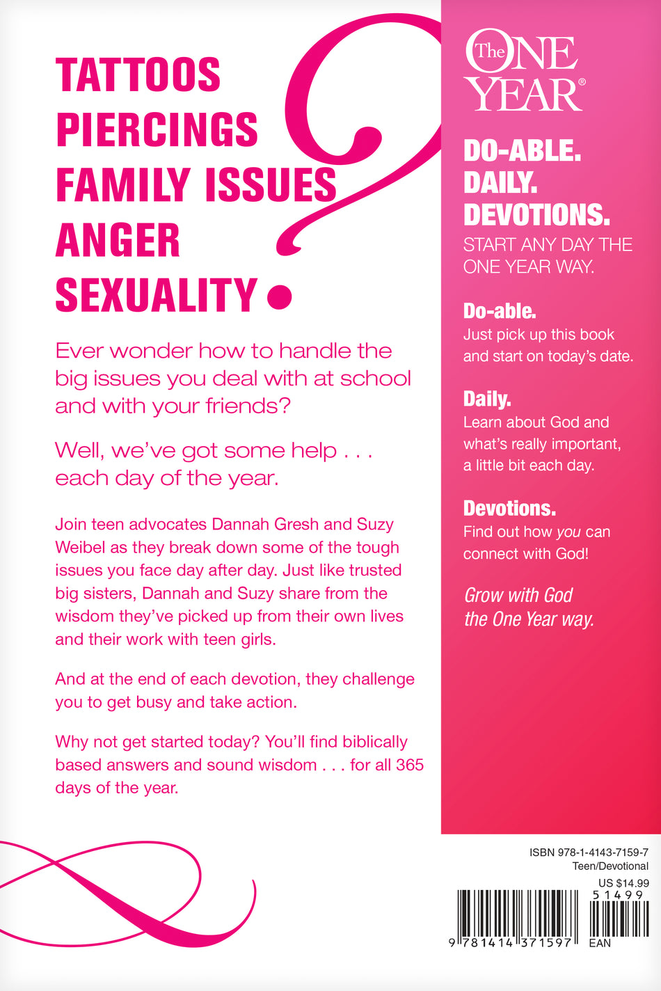 The One Year Devos for Teen Girls by Tyndale, product view 2
