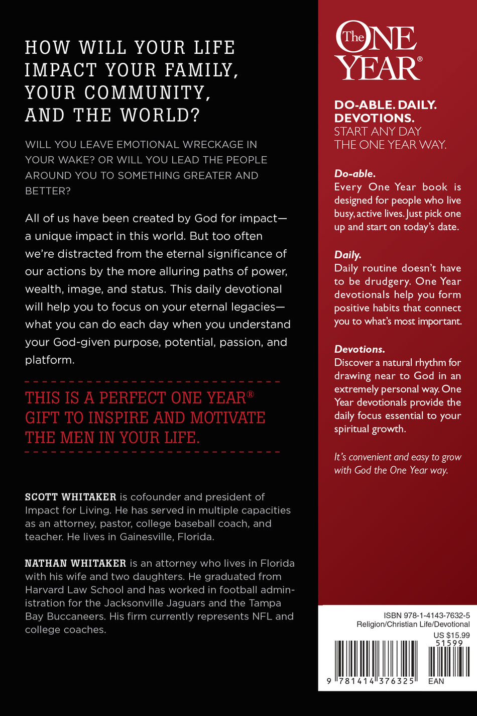 The One Year Impact for Living Men's Devotional by Tyndale, product view 2