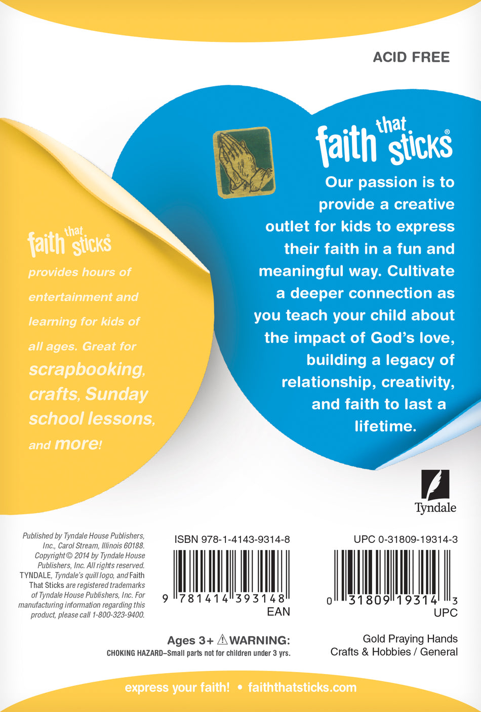 Gold Praying Hands Stickers by Tyndale, product view 2