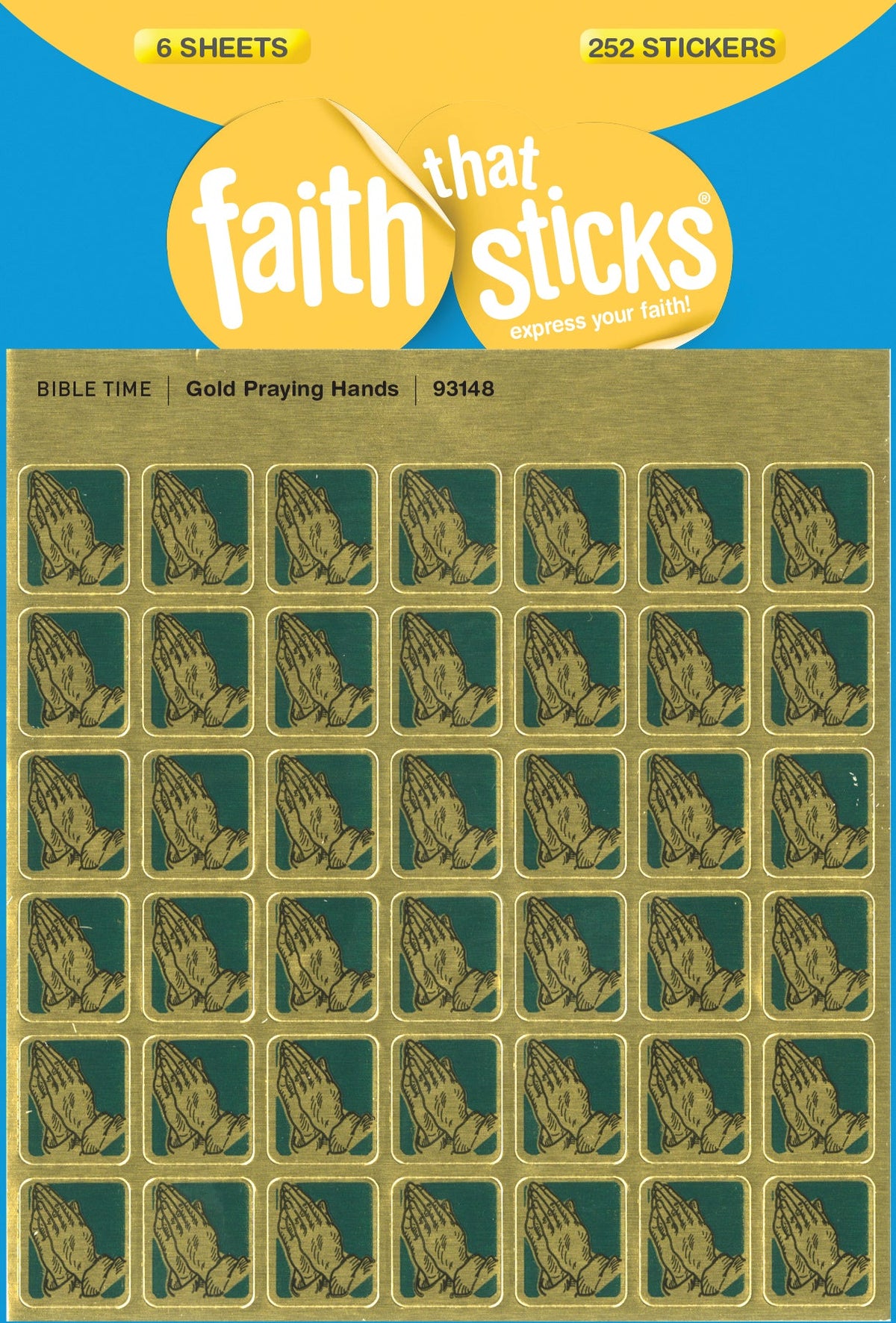 Gold Praying Hands Stickers by Tyndale