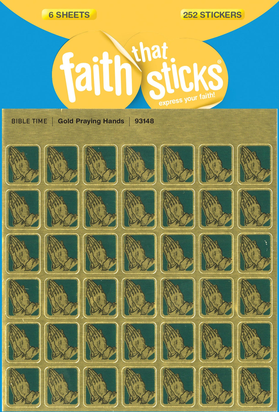 Gold Praying Hands Stickers by Tyndale