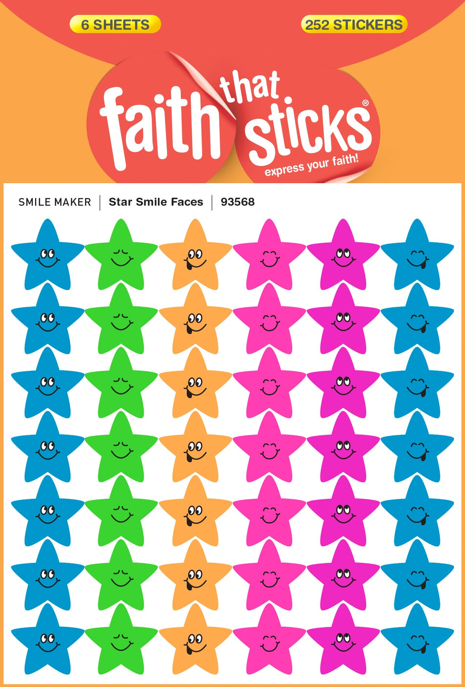 Star Smile Faces Stickers by Tyndale