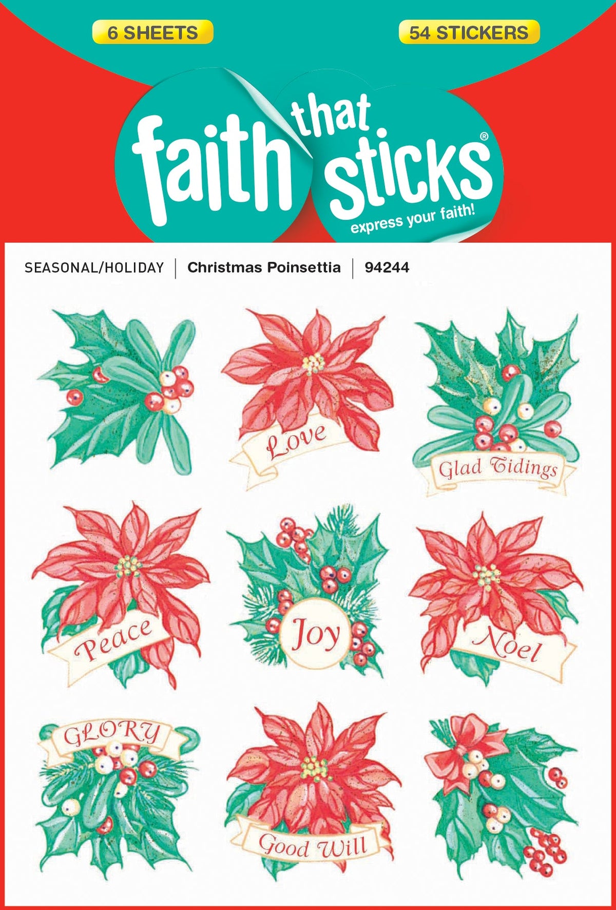 Christmas Poinsettia Stickers by Tyndale