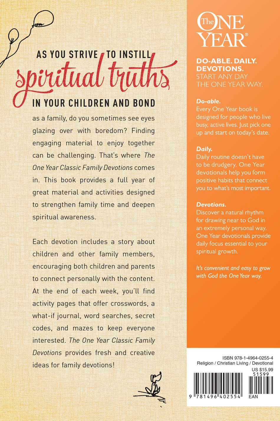 The One Year Classic Family Devotions by Tyndale, product view 2