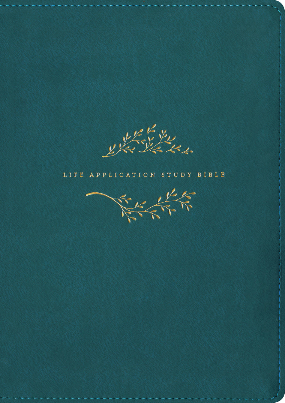 NLT Life Application Study Bible, Third Edition, Personal Size – LeatherLike, Teal Blue by Tyndale, product view 2